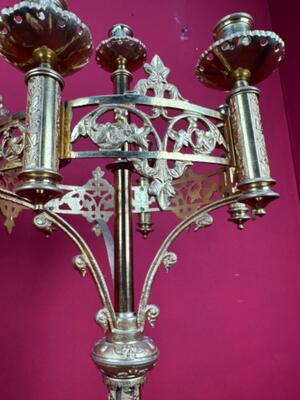 Candle Holders style Romanesque - Style en Bronze Gilt, France 19 th century ( Anno 1875 )