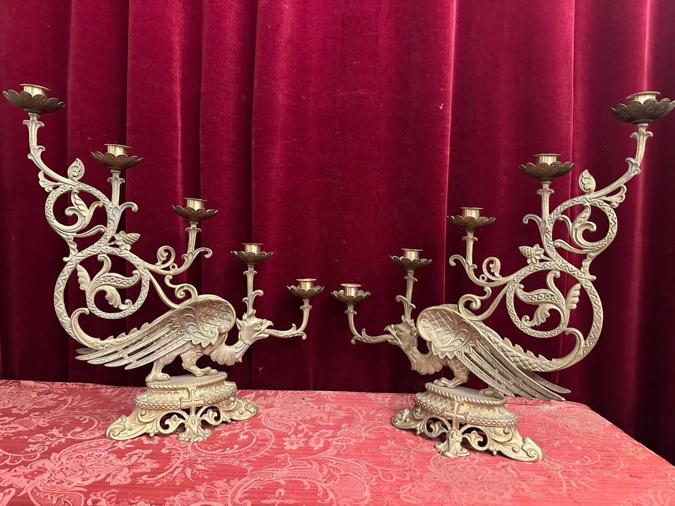 Pair Romanesque - Style Candle Holders