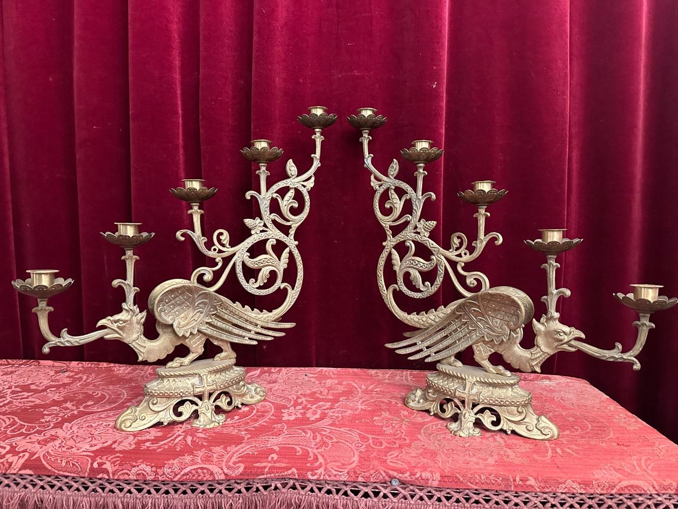 Pair Romanesque - Style Candle Holders