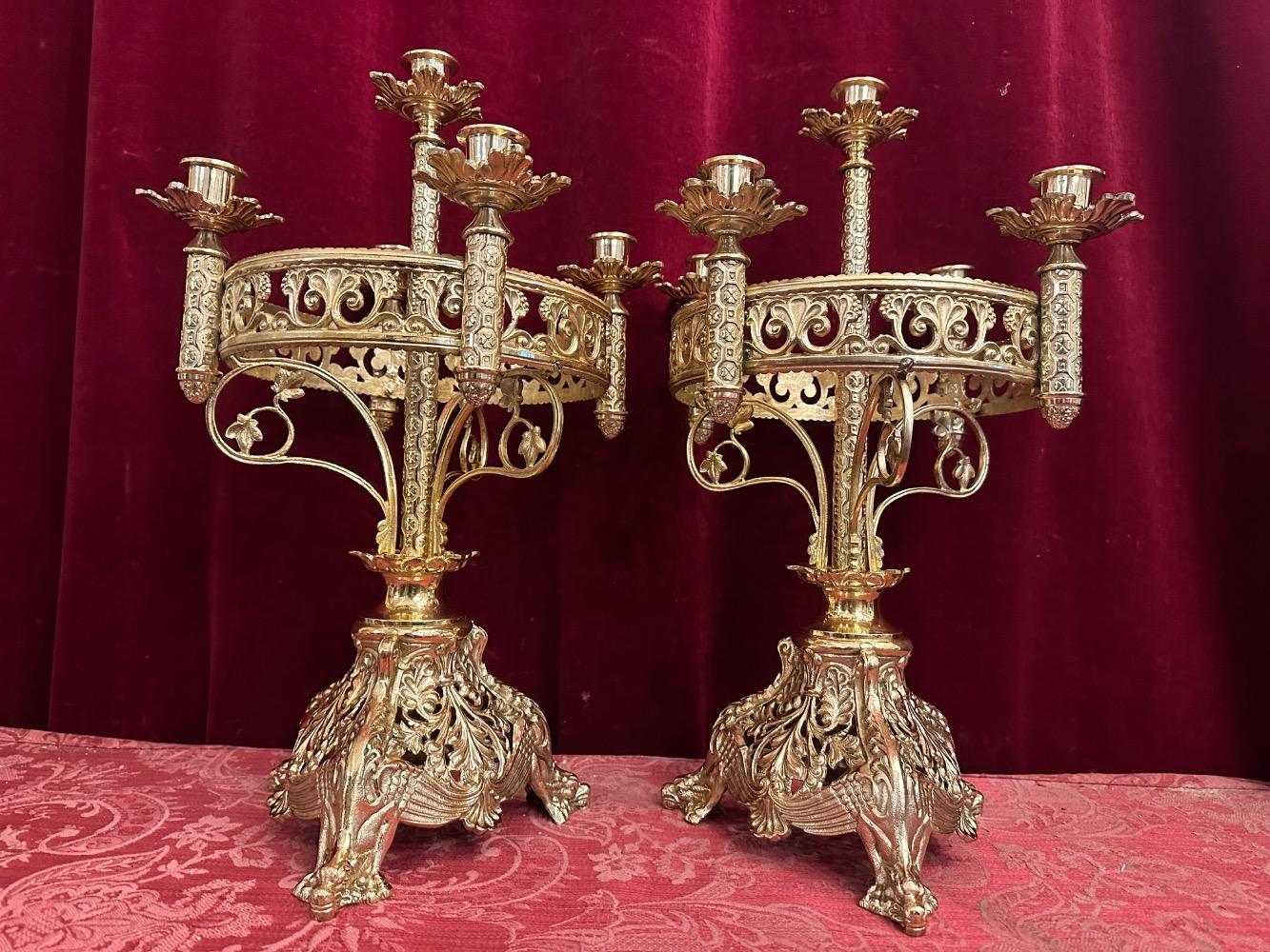 Pair Romanesque - Style Candle Holders