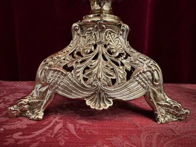 Candle Holders style Romanesque - Style en Brass / Bronze / Polished and Varnished, France 19 th century ( Anno 1885 )