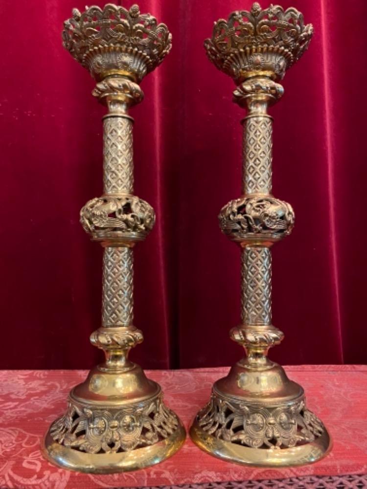 Pair Romanesque - Style Candle Holders