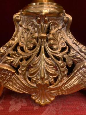 Candle Holders style Romanesque - Style en Brass / Polished / New Varnished, France 19th century ( anno 1890 )