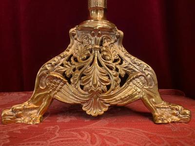 Candle Holders style Romanesque - Style en Brass / Polished / New Varnished, France 19th century ( anno 1890 )