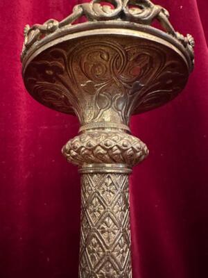 Candle Holders Measures Without Pin style Romanesque - Style en Bronze, France 19 th century ( Anno 1885 )