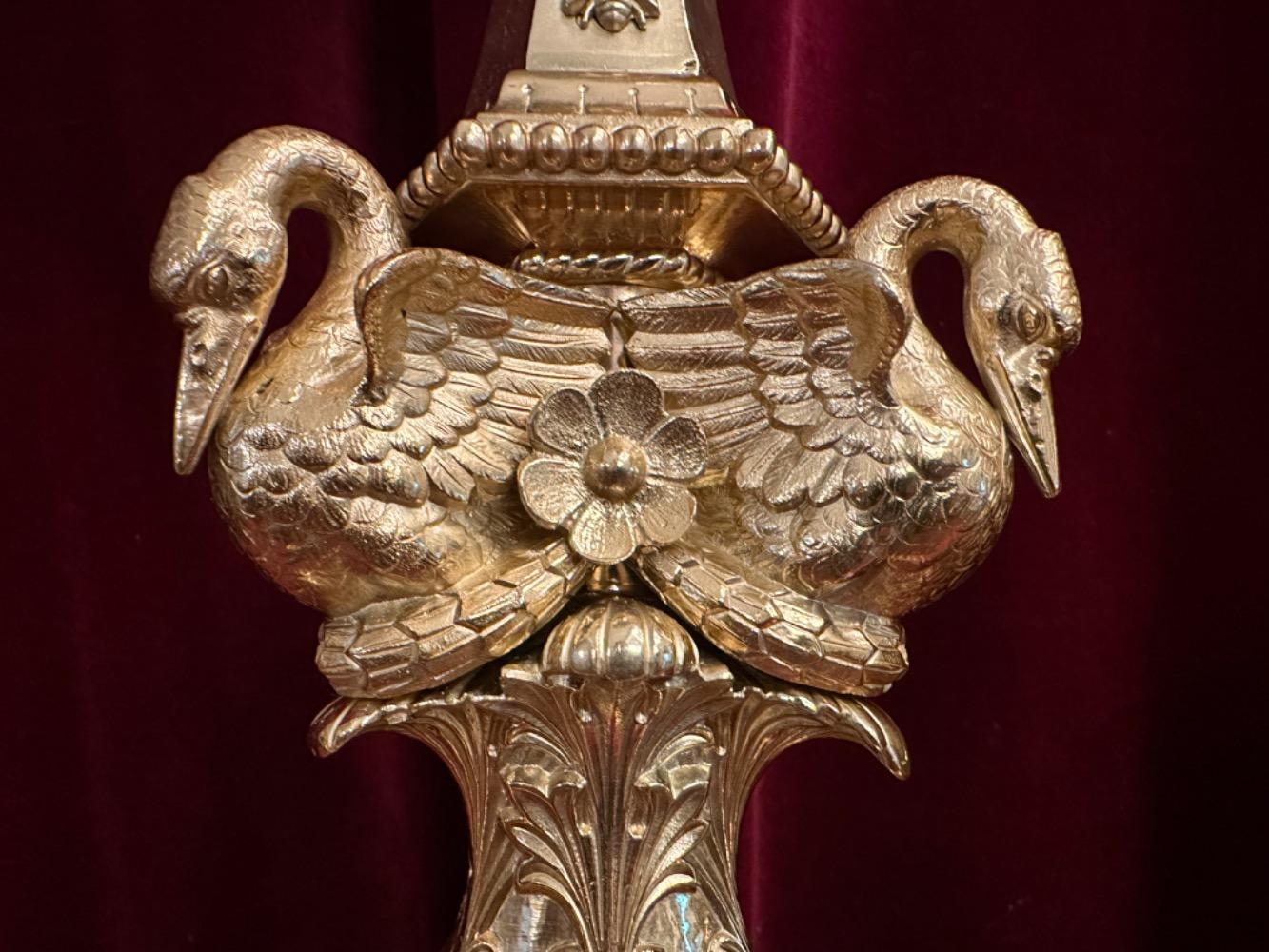 Pair Romanesque - Style Candle Holders Measures Without Pin
