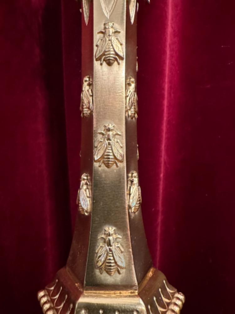 Pair Romanesque - Style Candle Holders Measures Without Pin