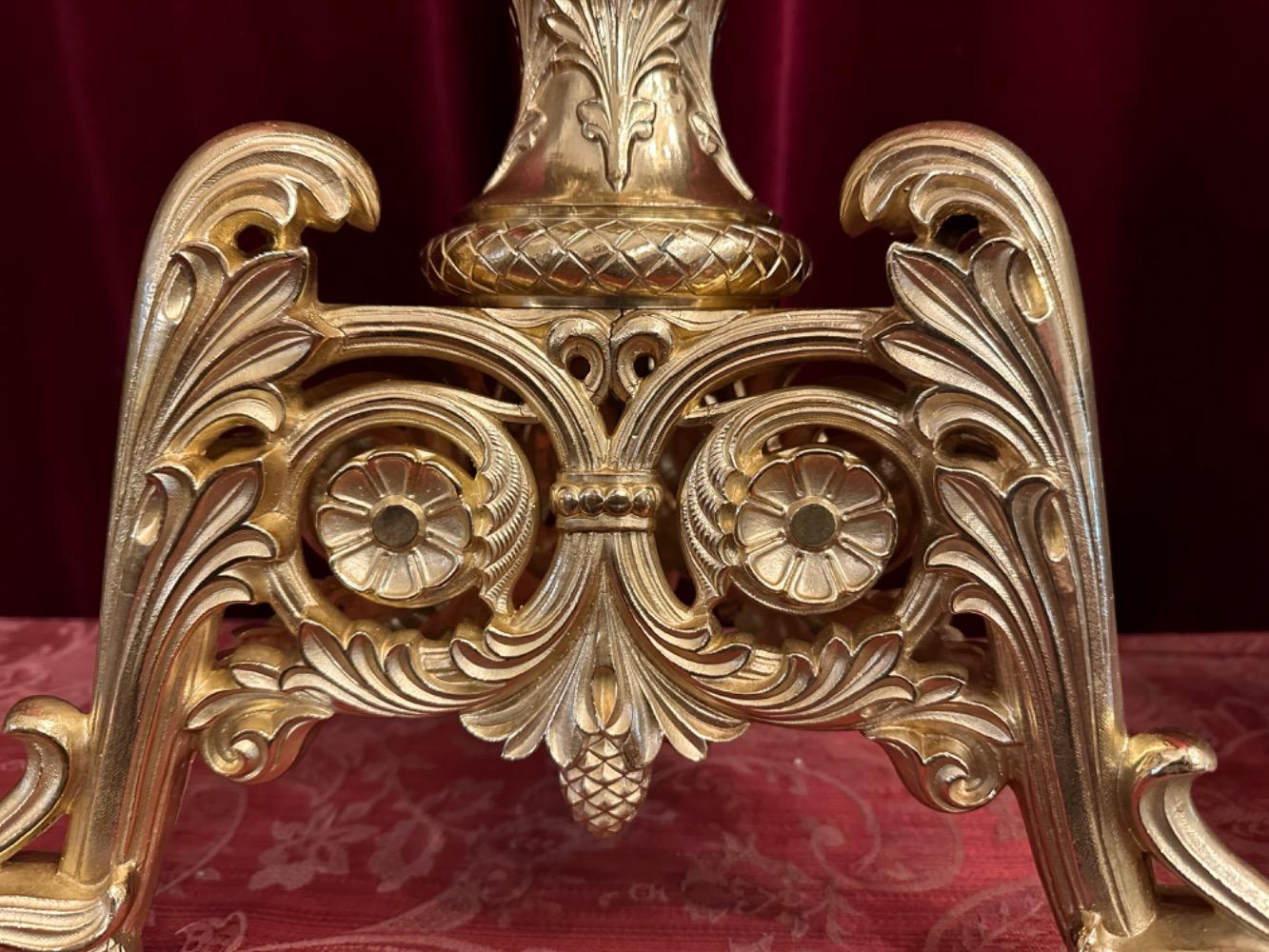 Pair Romanesque - Style Candle Holders Measures Without Pin