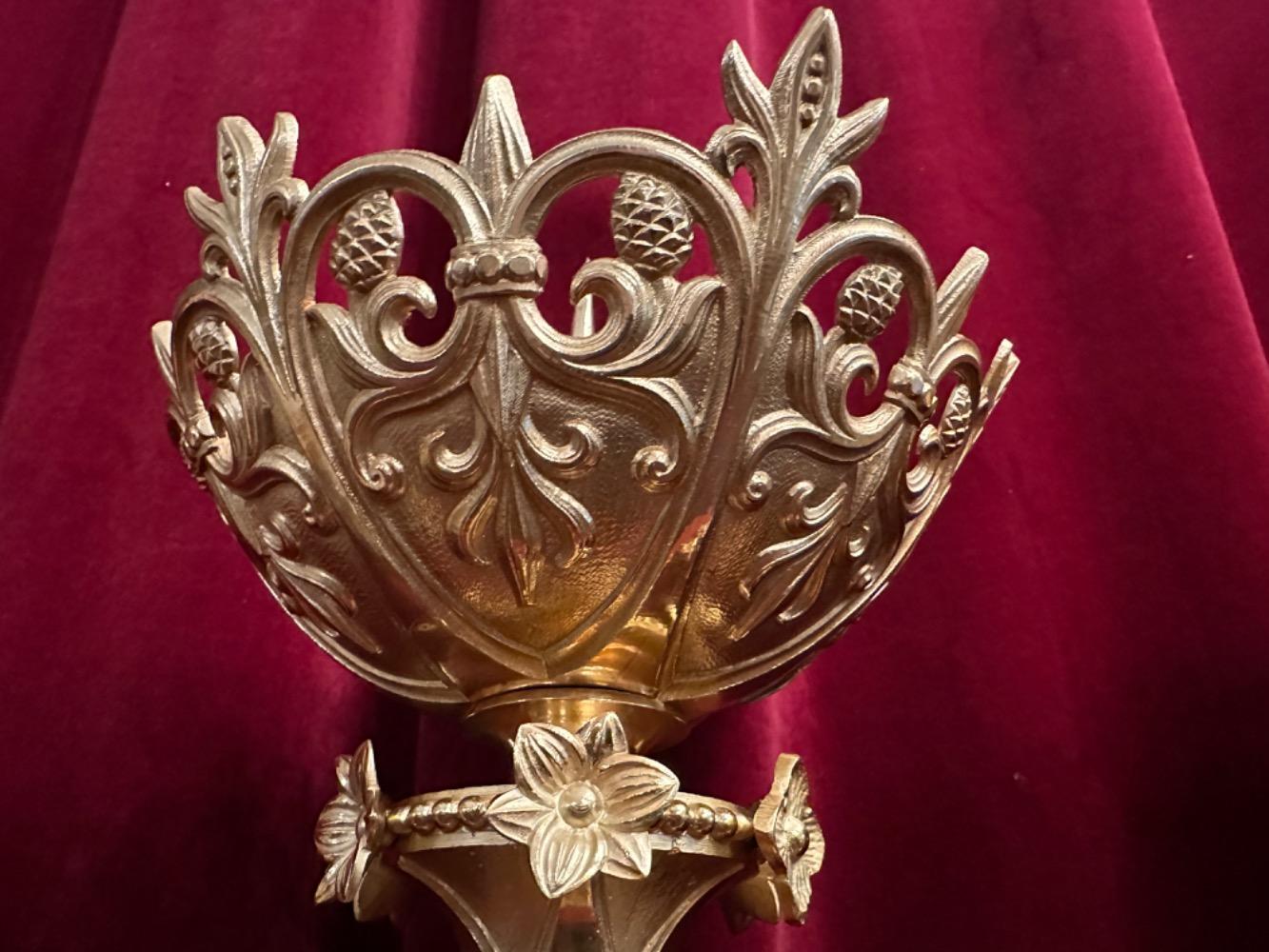 Pair Romanesque - Style Candle Holders Measures Without Pin