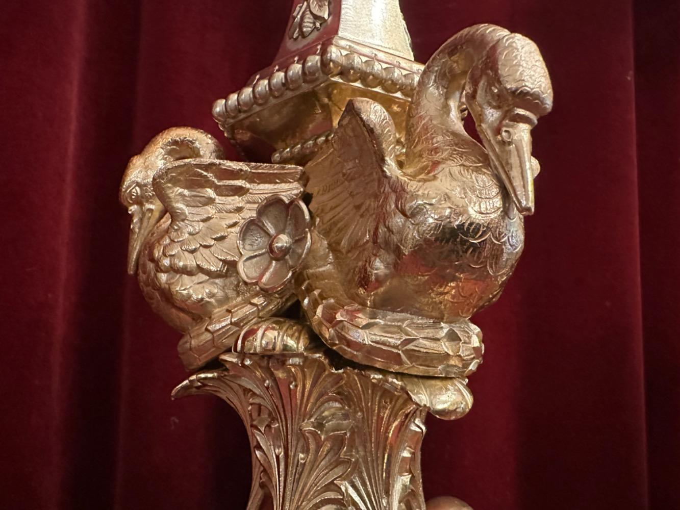 Pair Romanesque - Style Candle Holders Measures Without Pin