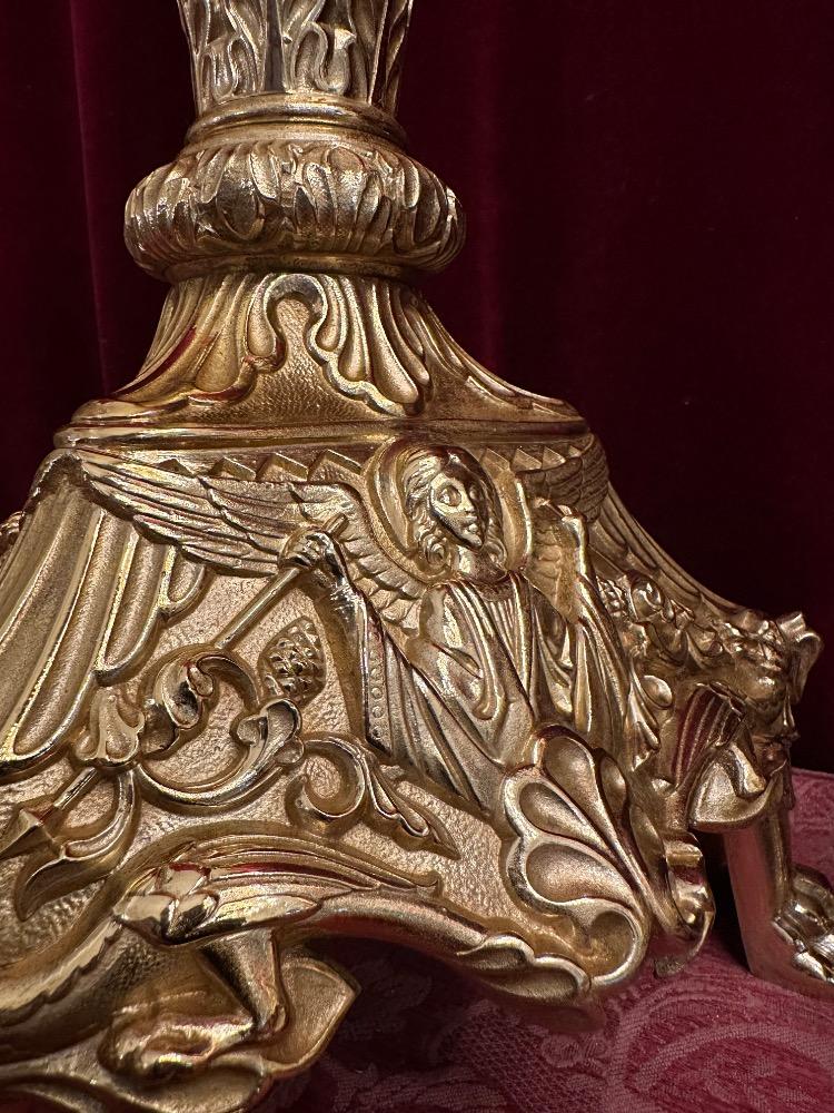 Pair Romanesque - Style Candle Holders Measures Without Pin