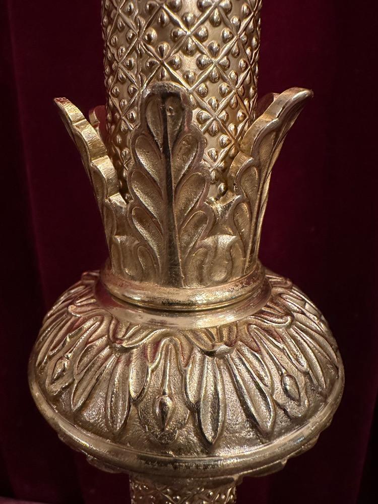 Pair Romanesque - Style Candle Holders Measures Without Pin