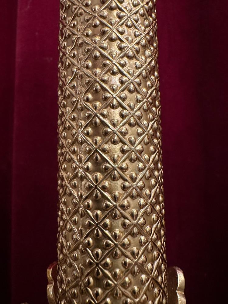 Pair Romanesque - Style Candle Holders Measures Without Pin