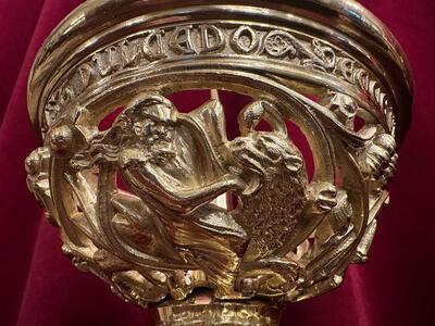 Candle Holders Measures Without Pin style Romanesque - Style en Bronze / Polished and Varnished, France 19 th century ( Anno 1865 )