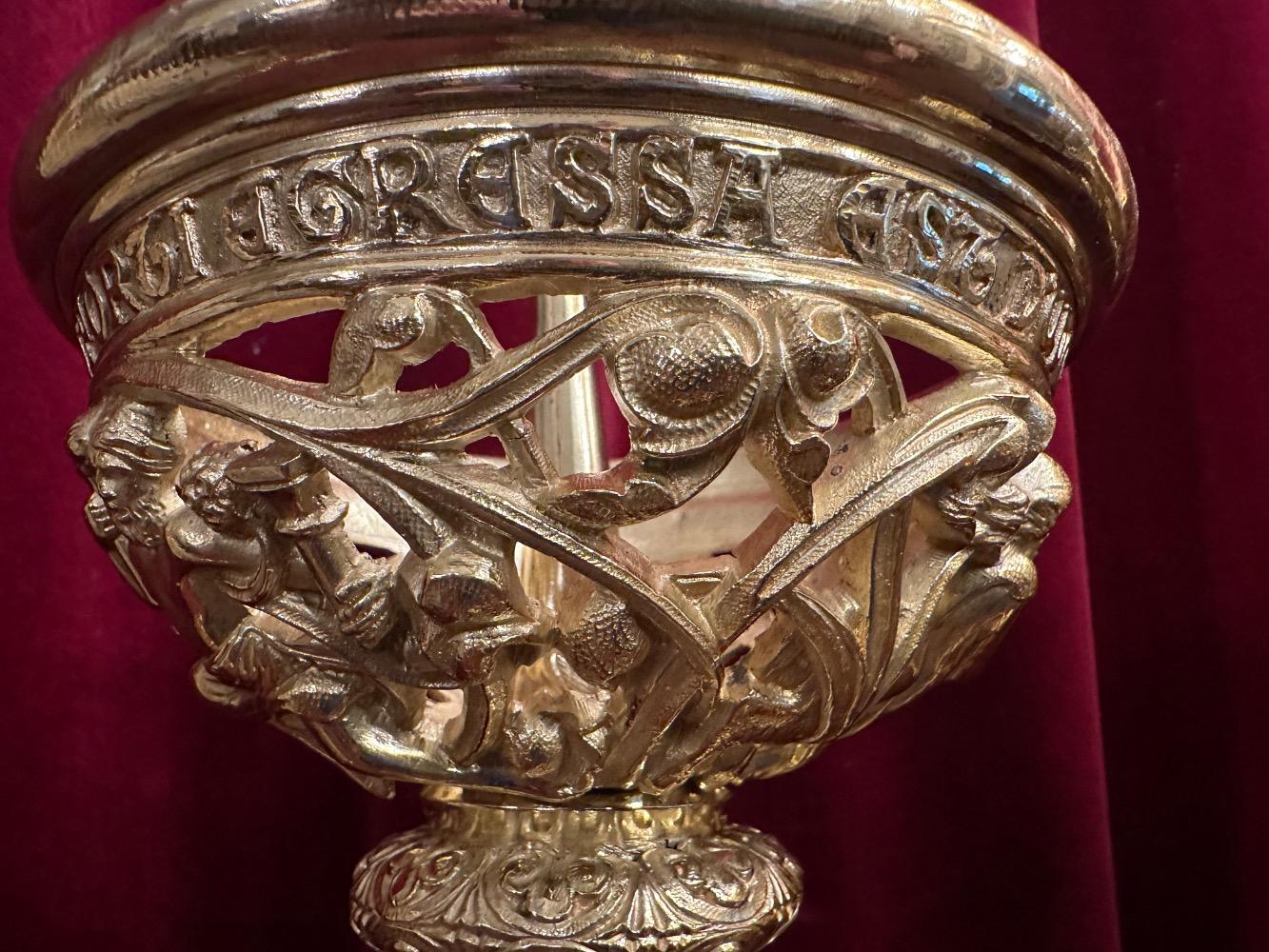 Pair Romanesque - Style Candle Holders Measures Without Pin