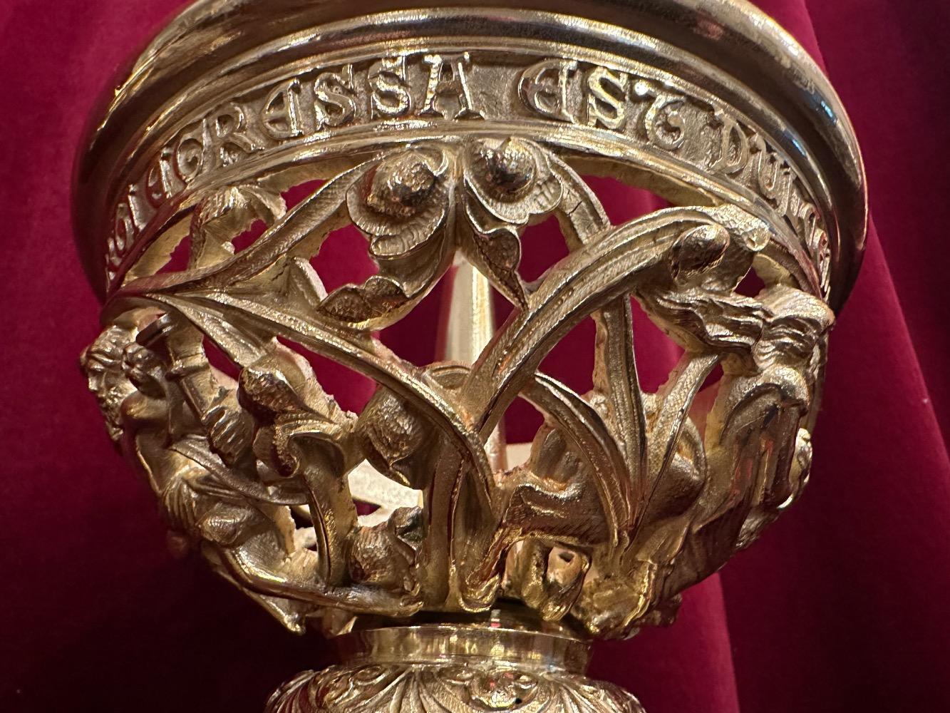 Pair Romanesque - Style Candle Holders Measures Without Pin