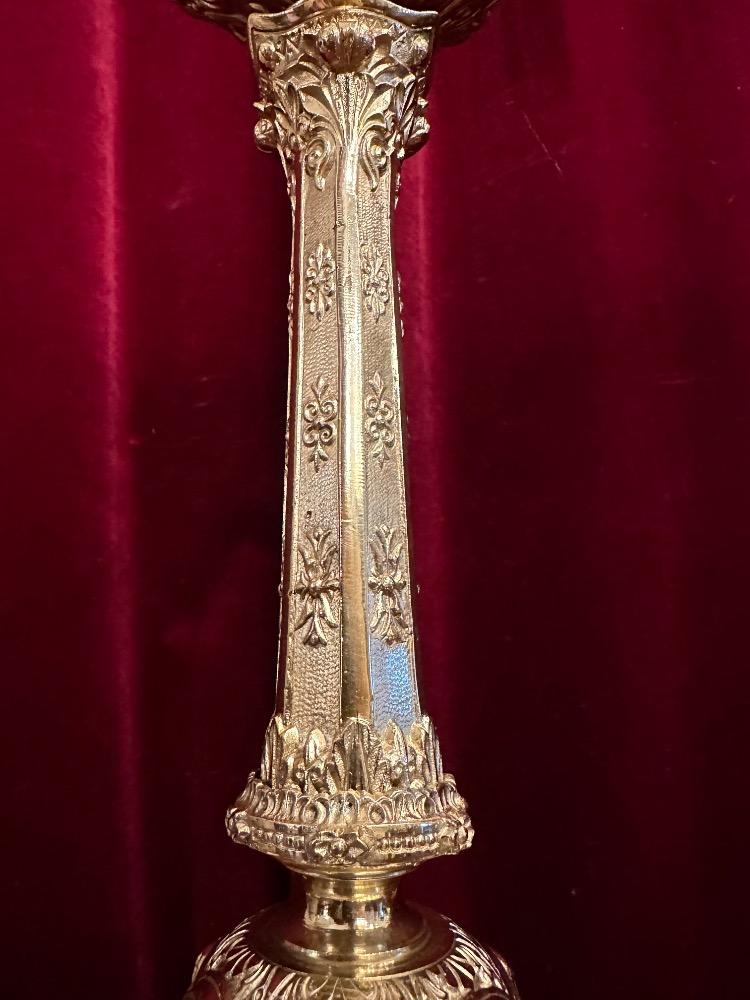 Pair Romanesque - Style Candle Holders Measures Without Pin