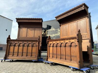 Choir Seats  style Romanesque - Style en Oak wood, Belgium  19 th century ( Anno 1890 )