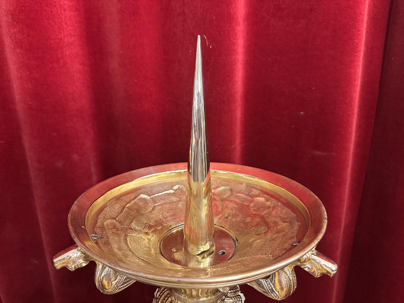 Pair Romanesque - Style Exceptional Candle ( Paschal ) Holders Measures Without Pin