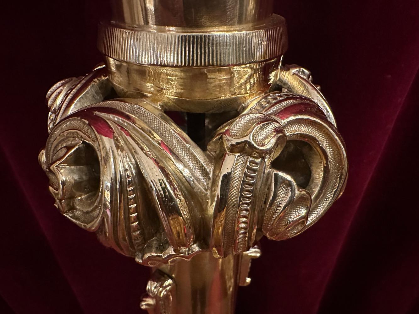 Pair Romanesque - Style Exceptional Candle ( Paschal ) Holders Measures Without Pin