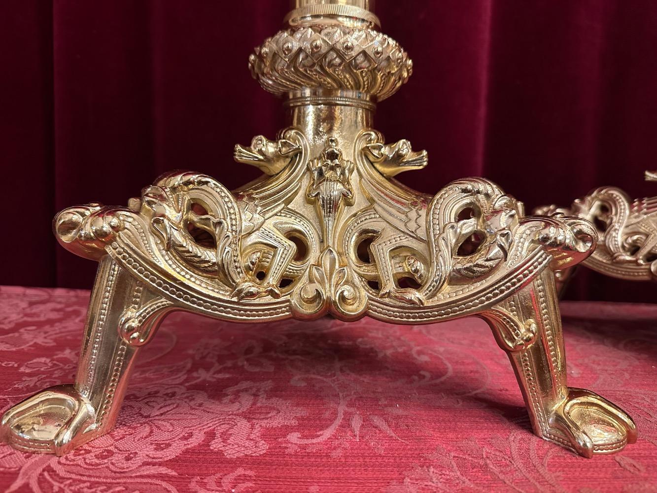 Pair Romanesque - Style Exceptional Candle ( Paschal ) Holders Measures Without Pin