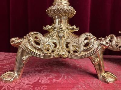 Pair Romanesque - Style Exceptional Candle ( Paschal ) Holders Measures Without Pin