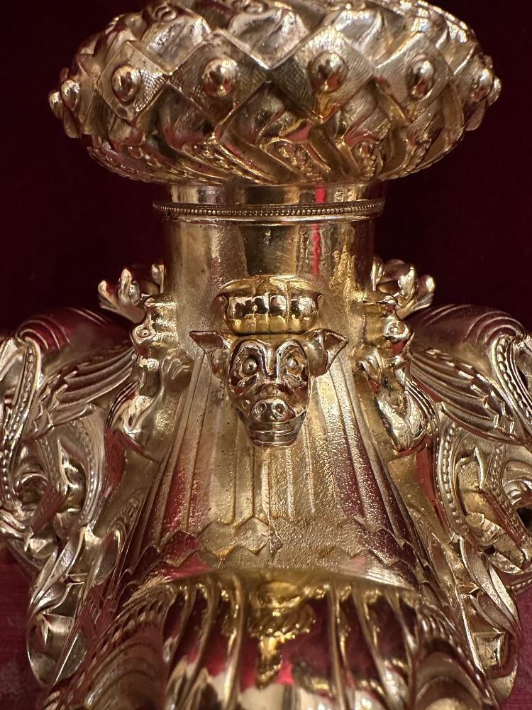 Pair Romanesque - Style Exceptional Candle ( Paschal ) Holders Measures Without Pin