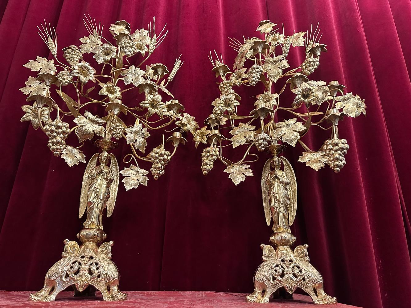 Pair Romanesque - Style Floral Candle Holders