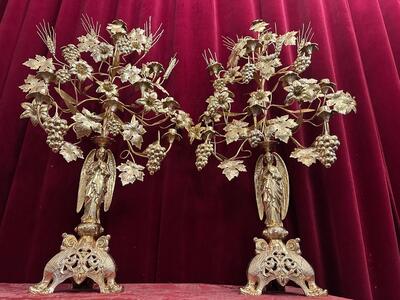 Pair Romanesque - Style Floral Candle Holders