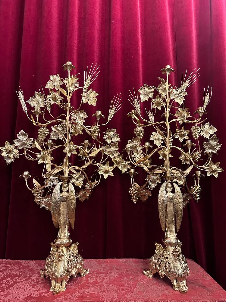 Pair Romanesque - Style Floral Candle Holders