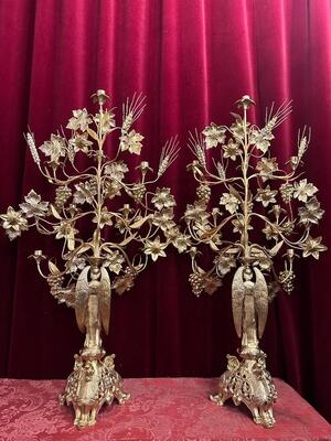 Pair Romanesque - Style Floral Candle Holders