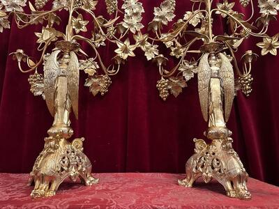 Pair Romanesque - Style Floral Candle Holders