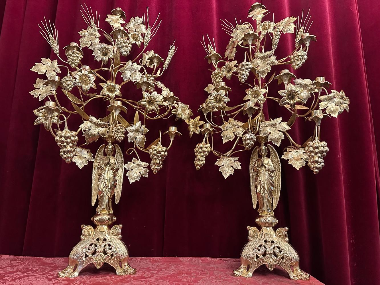 Pair Romanesque - Style Floral Candle Holders