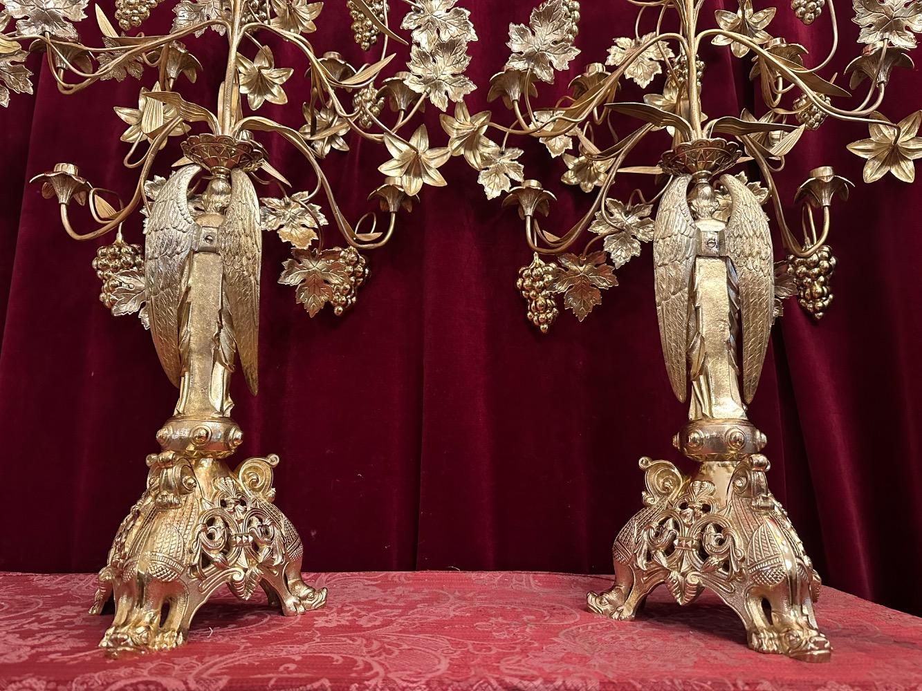 Pair Romanesque - Style Floral Candle Holders