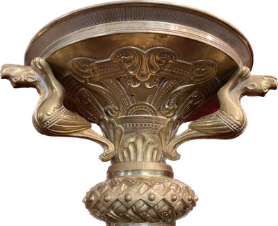 Large Candle Sticks Holders Measures Without Pin style Romanesque - Style en Bronze Gilt, France 19 th century ( Anno 1890 )