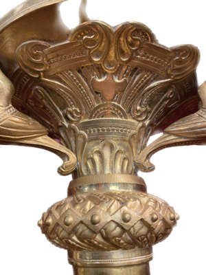 Large Candle Sticks Holders Measures Without Pin style Romanesque - Style en Bronze Gilt, France 19 th century ( Anno 1890 )