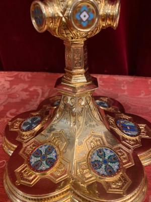 Matching Chalice & Ciborium style Romanesque - Style en Full - Silver Enamel, Paris France 19 th century