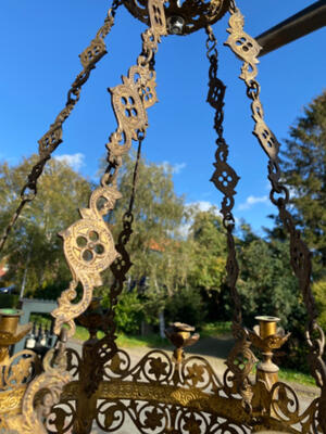 Sanctuary Lamps style Romanesque - Style en Brass / Bronze / Gilt / Stones, France 19 th century ( Anno 1865 )