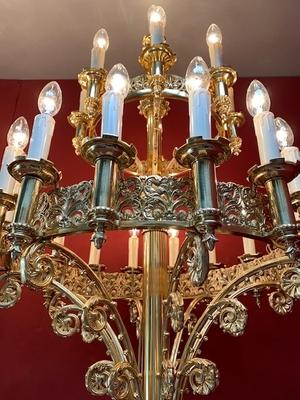 Stunning Matching Candelabra  Height 240 Cm ! style ROMANESQUE-STYLE en Bronze / Polished and Varnished / New Electric, France 19th century ( anno 1875 )