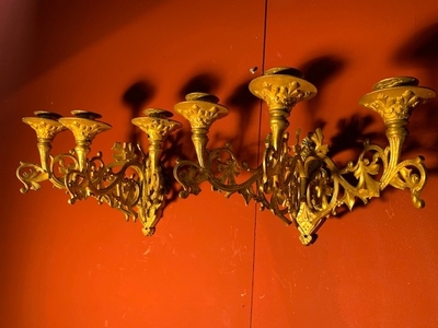 Wall Candle Holders style Romanesque en Bronze / Gilt, France 19th century ( anno 1890 )