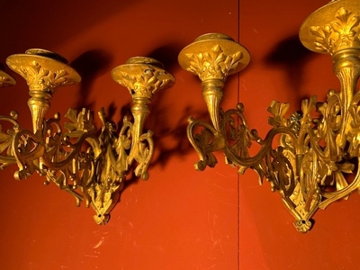 Wall Candle Holders style Romanesque en Bronze / Gilt, France 19th century ( anno 1890 )