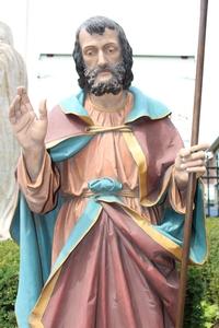 St. Joseph And St. Mary  en hand-carved wood polychrome, England 19th century