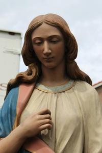 St. Joseph And St. Mary  en hand-carved wood polychrome, England 19th century