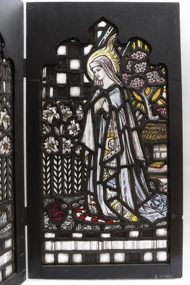 Pair  Stained Glass Windows Annunciation