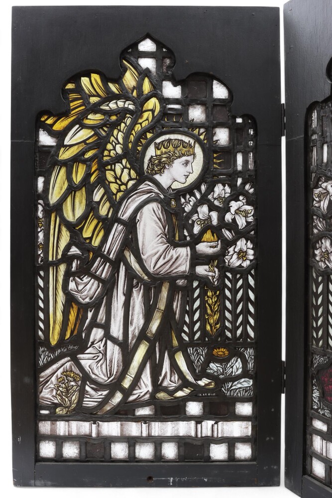 Pair  Stained Glass Windows Annunciation