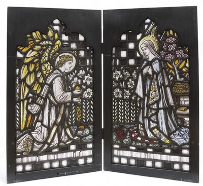 Pair  Stained Glass Windows Annunciation Expected !