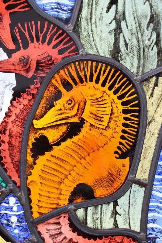 Pair  Stained Glass Windows Signed F. Kieckens