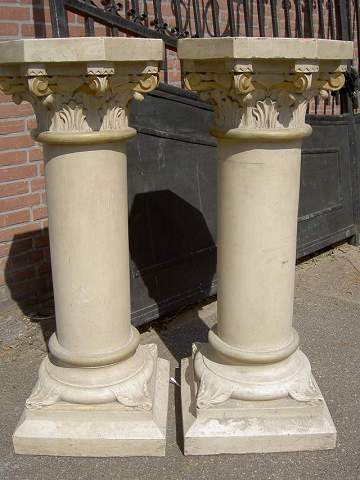 PAIR TERRA COTTA ANGELS WITH PEDESTALS