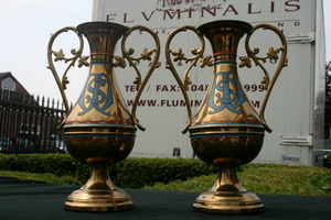 Vases en BRASS , Belgium 19th century