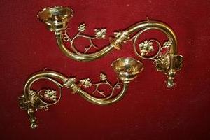 Wall Candle Holders en Messing / Bronze, Belgium 19th century